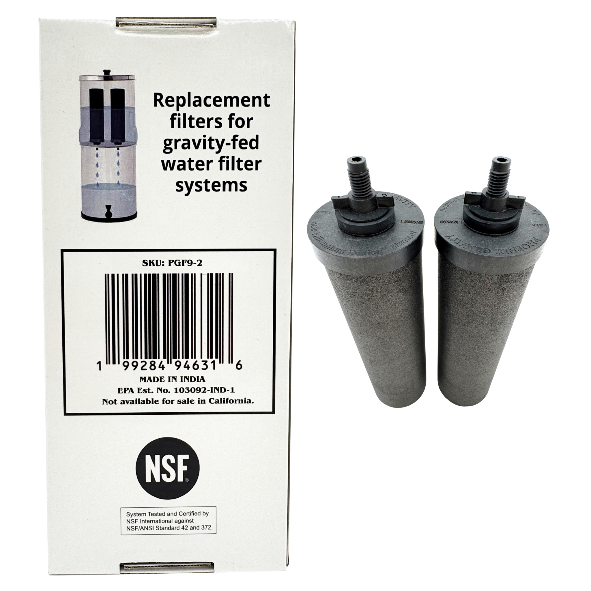 NSF certified Phoenix Gravity filter performance