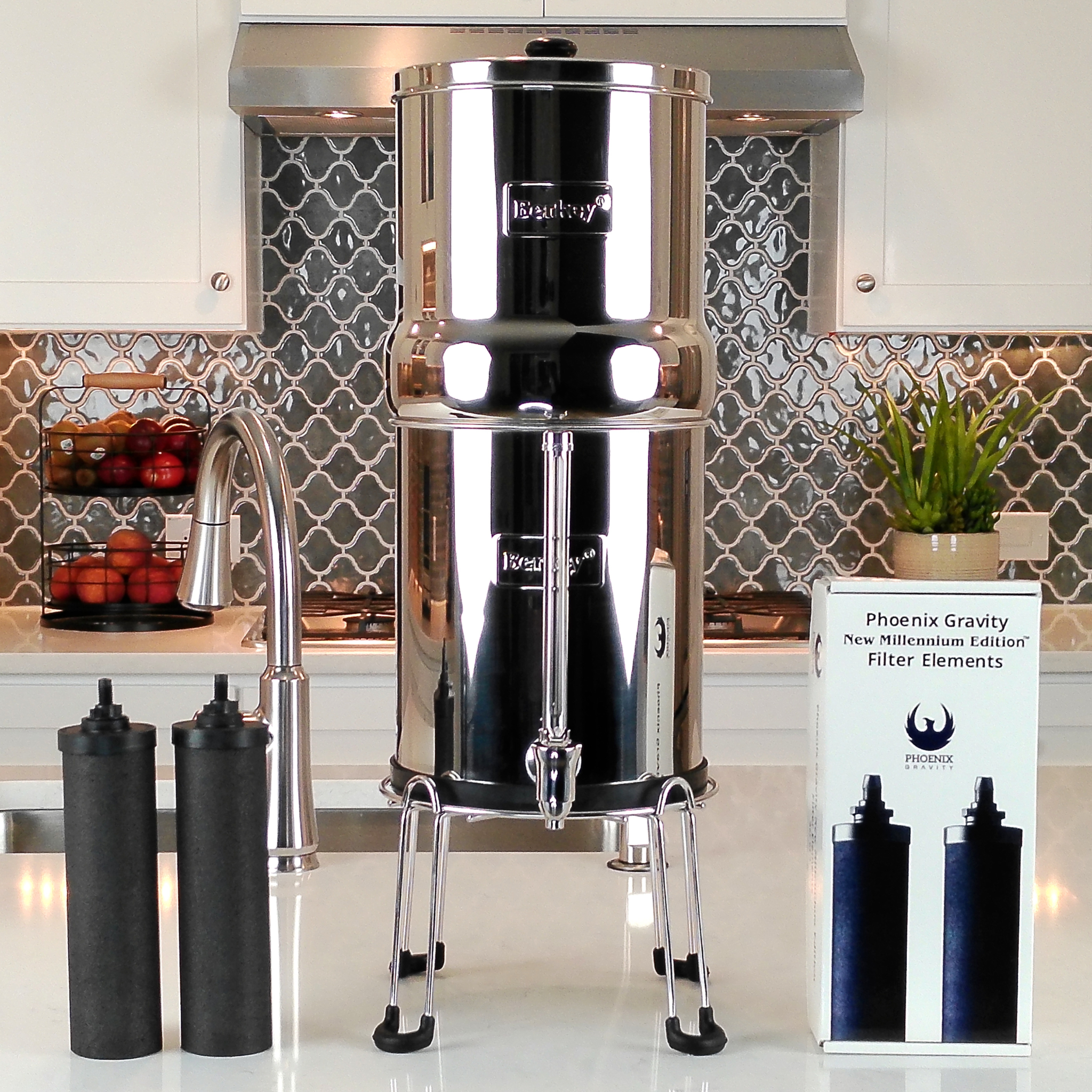 Phoenix Gravity New Millennium Edition filters installed in Berkey water filter