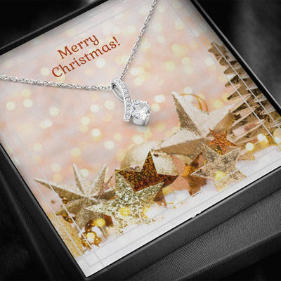 Alluring Christmas Crystal Ribbon Necklace