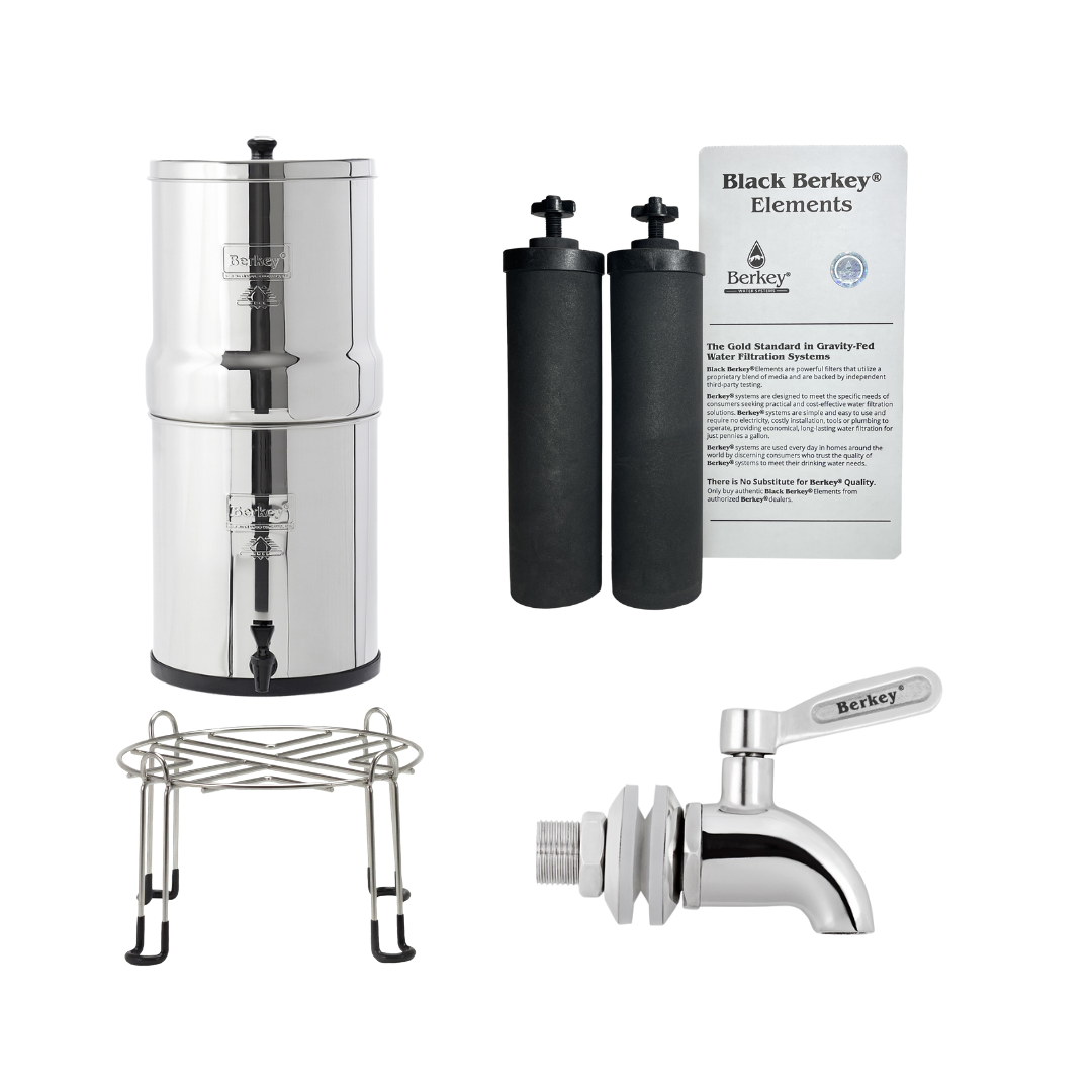 Big Berkey Water Filter w/4 Black Berkey Elements + SS Water View Spigot -  NEW