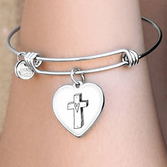 Heart Cross Bracelet | Holy Cross Bracelet | Christian Bracelet | Trust in the Lord With All Your Heart