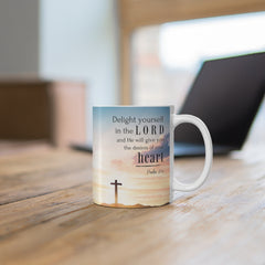 Psalm 37:4 Bible Verse Mug | Christian Mug | Delight Yourself In The Lord Scripture Mug | Scripture Mug | Inspirational Coffee Mug