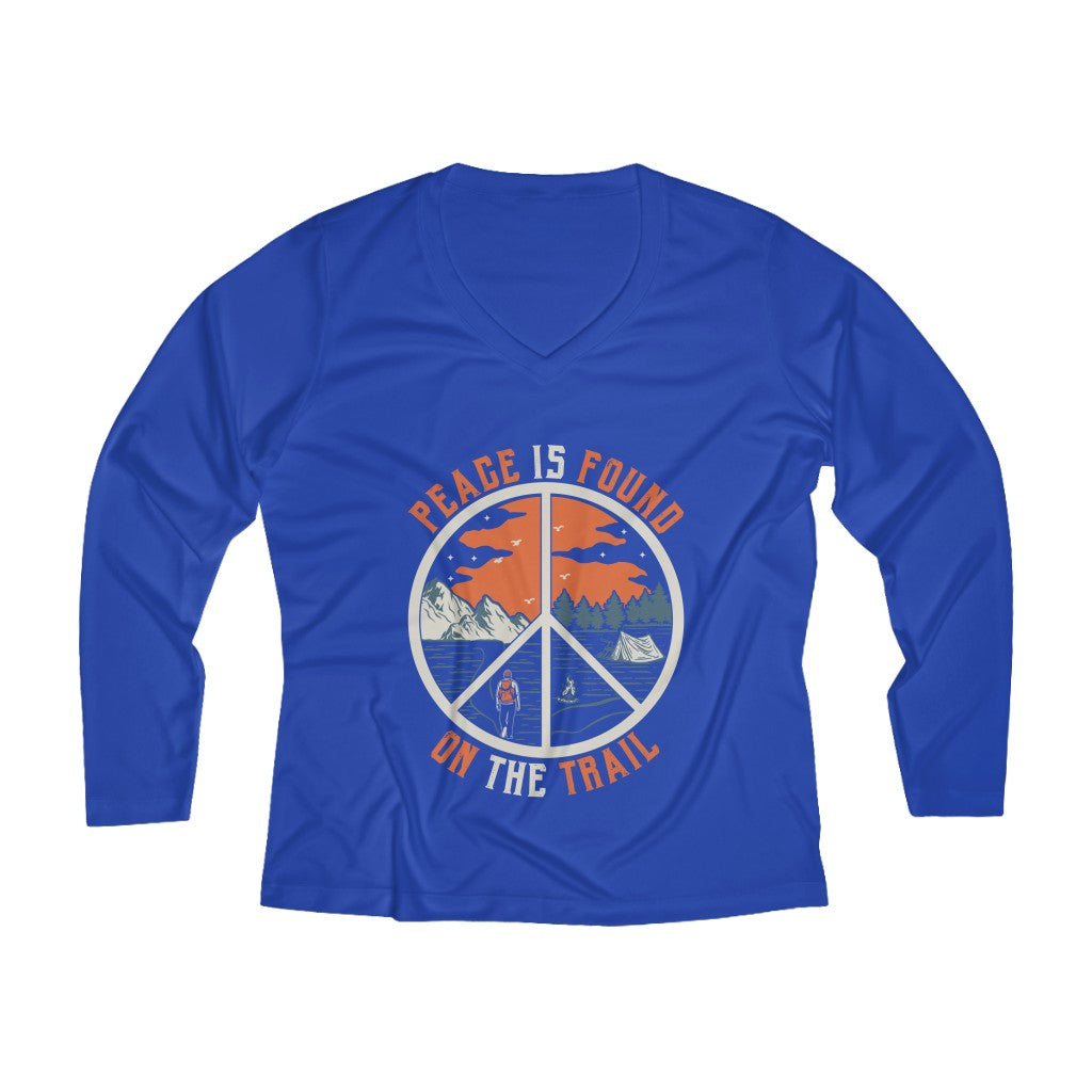 Peace Is Found On The Trail Long Sleeve Performance tee - Royal