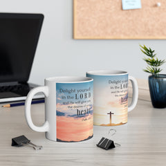 Psalm 37:4 Bible Verse Mug | Christian Mug | Delight Yourself In The Lord Scripture Mug | Scripture Mug | Inspirational Coffee Mug