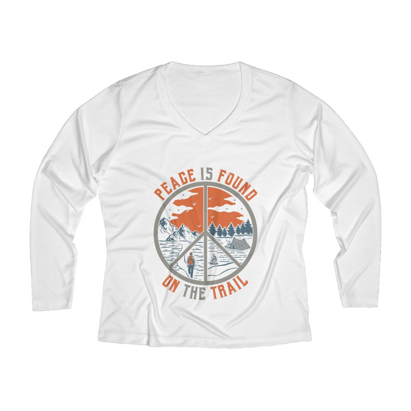 Peace Is Found On The Trail Long Sleeve Performance tee - White