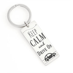 Keep Calm and Drive On Keychain