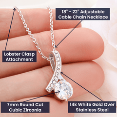 Alluring Christmas Crystal Ribbon Necklace