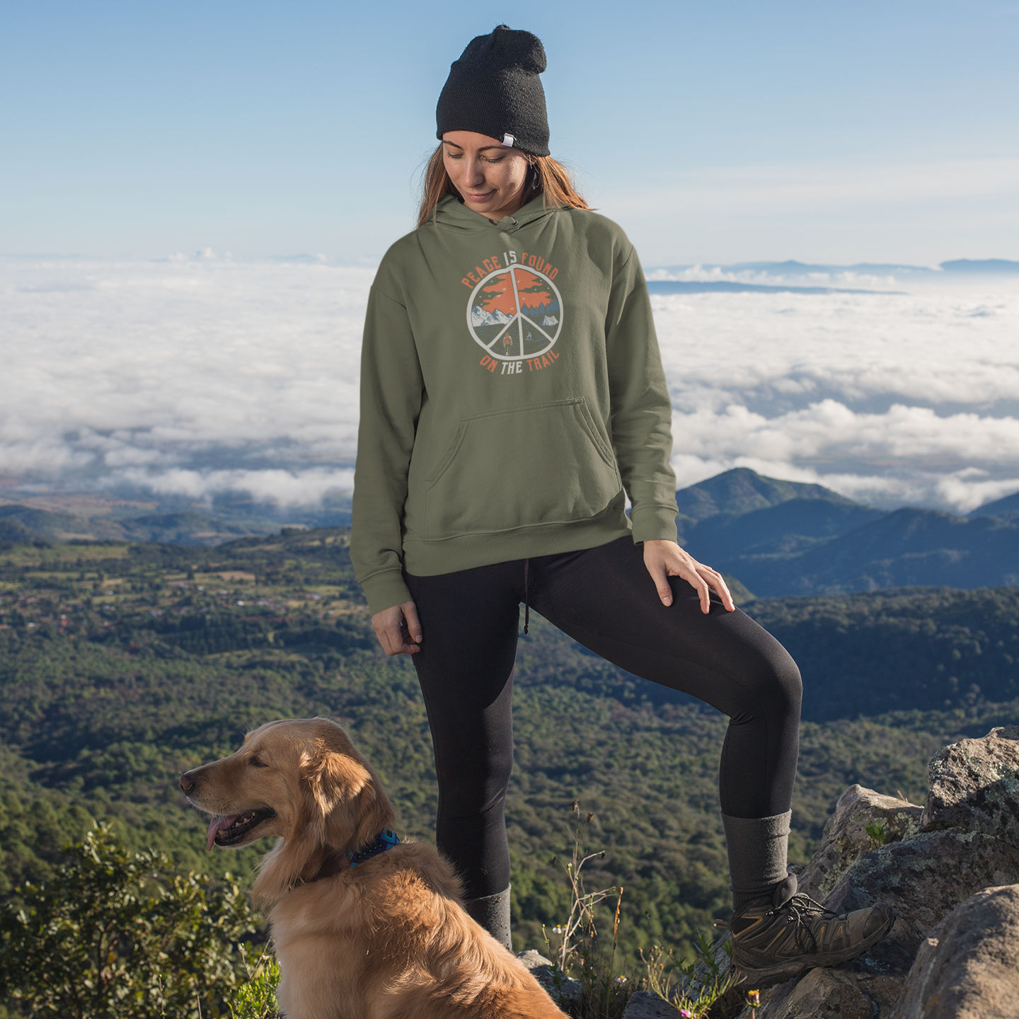 Peace Is Found On The Trail Green Hoodie